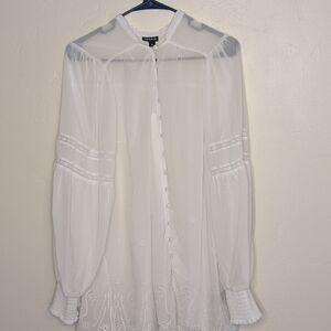 Torrid White Sheer Embroidered Blouse 2X Boho Peasant Top Cottagecore Romantic